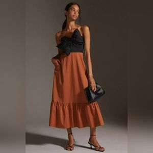 Color-Blocked Bowtie Maxi Dress- worn once